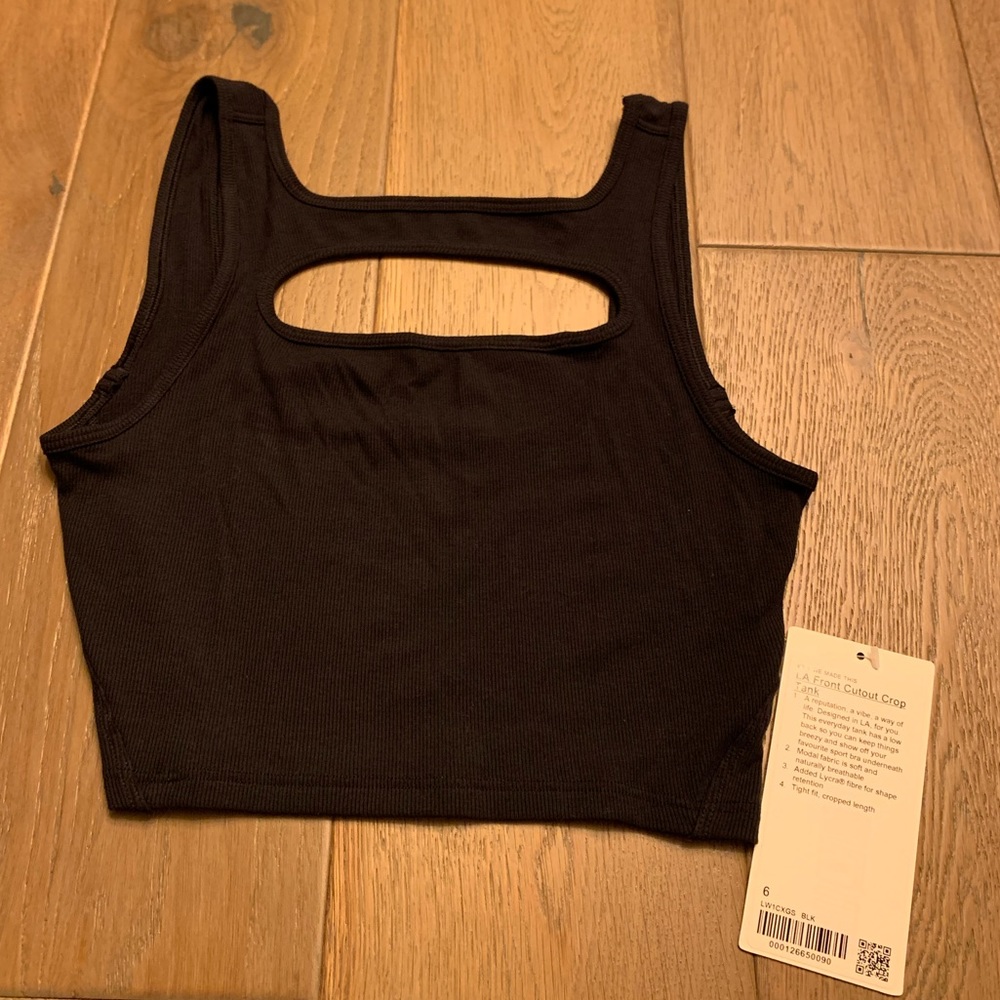 LA front cutout crop tank size 6